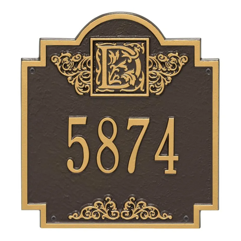 Whitehall 5005 Arch Marker Estate Lawn Address Plaque in Bronze and Gold
