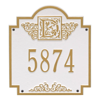 Whitehall 5005 Arch Marker Estate Lawn Address Plaque in White and Gold