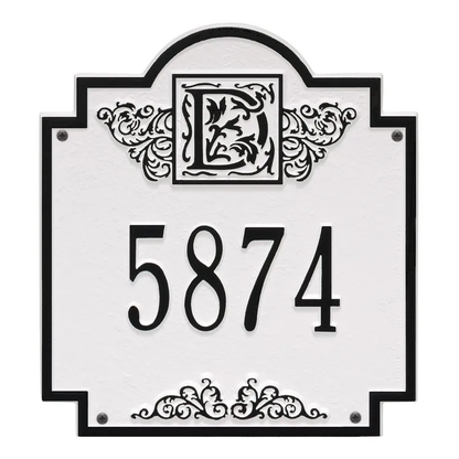Whitehall 5005 Arch Marker Estate Lawn Address Plaque in White and Black