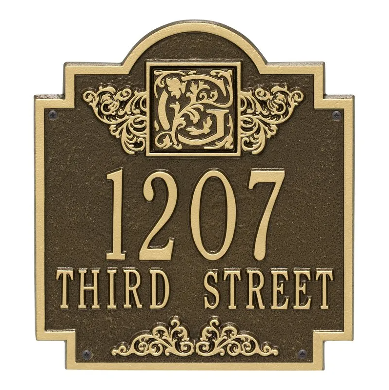 Whitehall 5006 Arch Marker Estate Lawn Address Plaque in Antique Brass