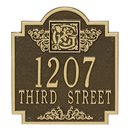 Whitehall 5006 Arch Marker Estate Lawn Address Plaque in Antique Brass