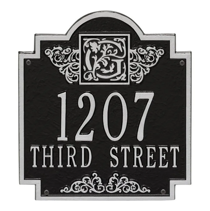 Whitehall 5006 Arch Marker Estate Lawn Address Plaque in Black and Silver