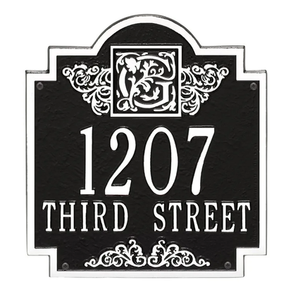 Whitehall 5006 Arch Marker Estate Lawn Address Plaque in Black and White