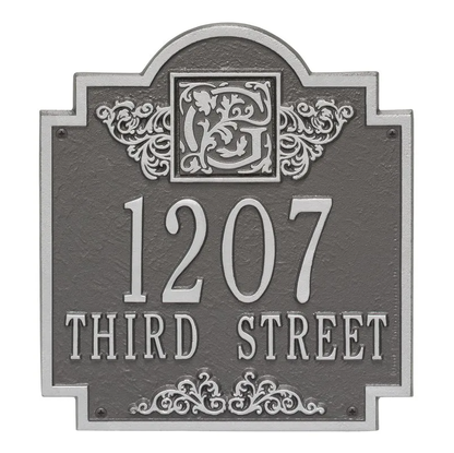 Whitehall 5006 Arch Marker Estate Lawn Address Plaque in Pewter and Silver