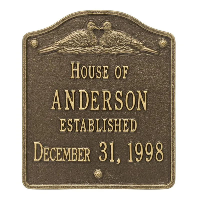 Whitehall 5009 Arch Marker Estate Wall Address Plaque in Antique Brass