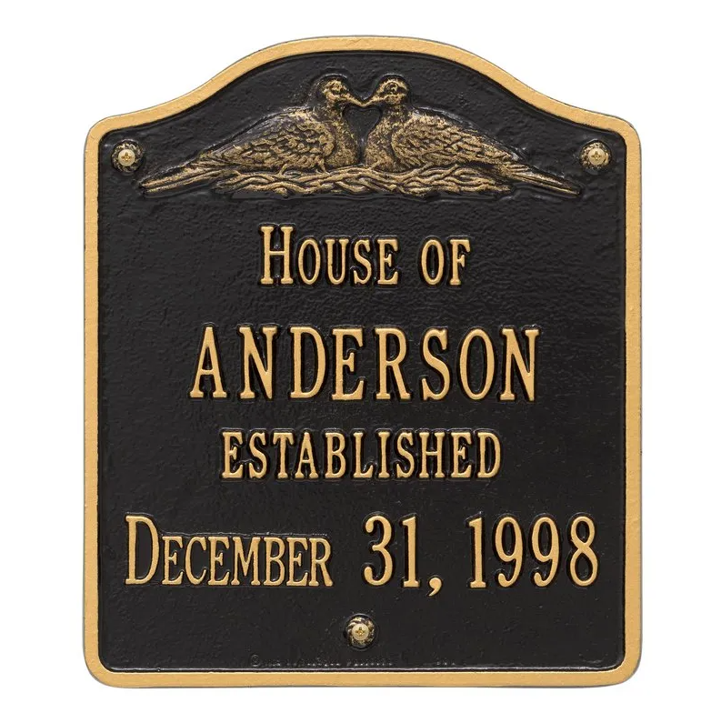 Whitehall 5009 Arch Marker Estate Wall Address Plaque in Black and Gold
