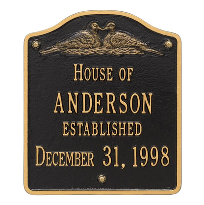 Whitehall 5009 Arch Marker Estate Wall Address Plaque in Black and Gold