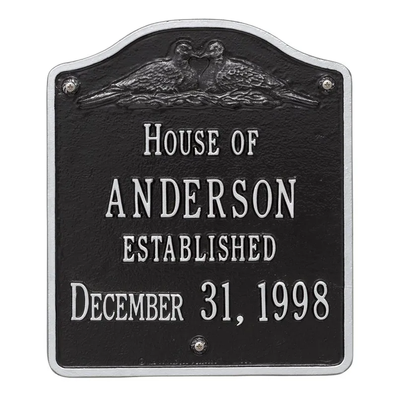 Whitehall 5009 Arch Marker Estate Wall Address Plaque in Black and Silver