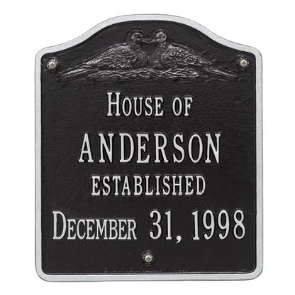 Whitehall 5009 Arch Marker Estate Wall Address Plaque in Black and Silver