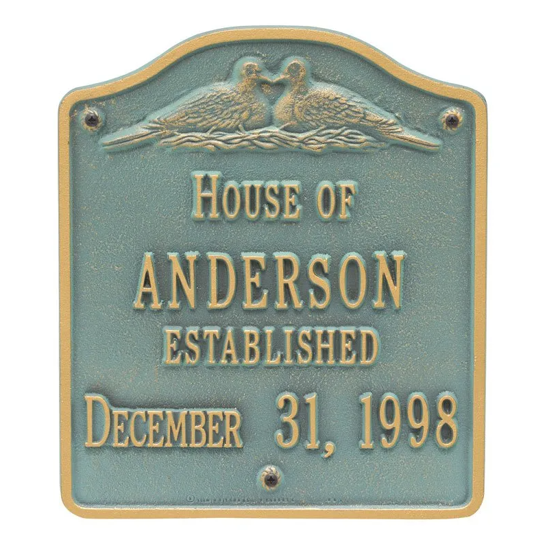 Whitehall 5009 Arch Marker Estate Wall Address Plaque in Bronze and Verdigris