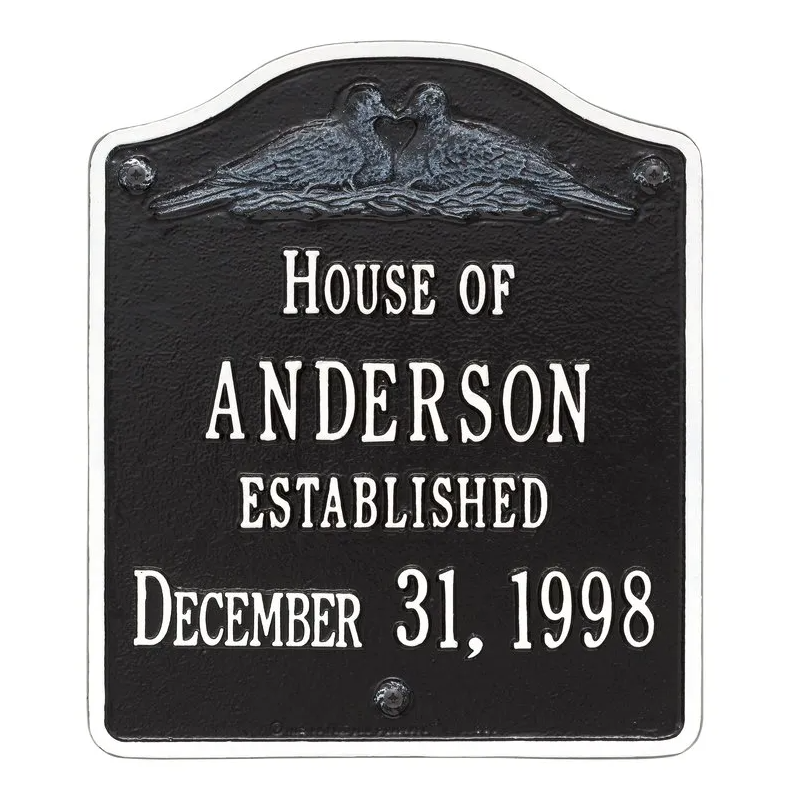 Whitehall 5009 Arch Marker Estate Wall Address Plaque in Black and White