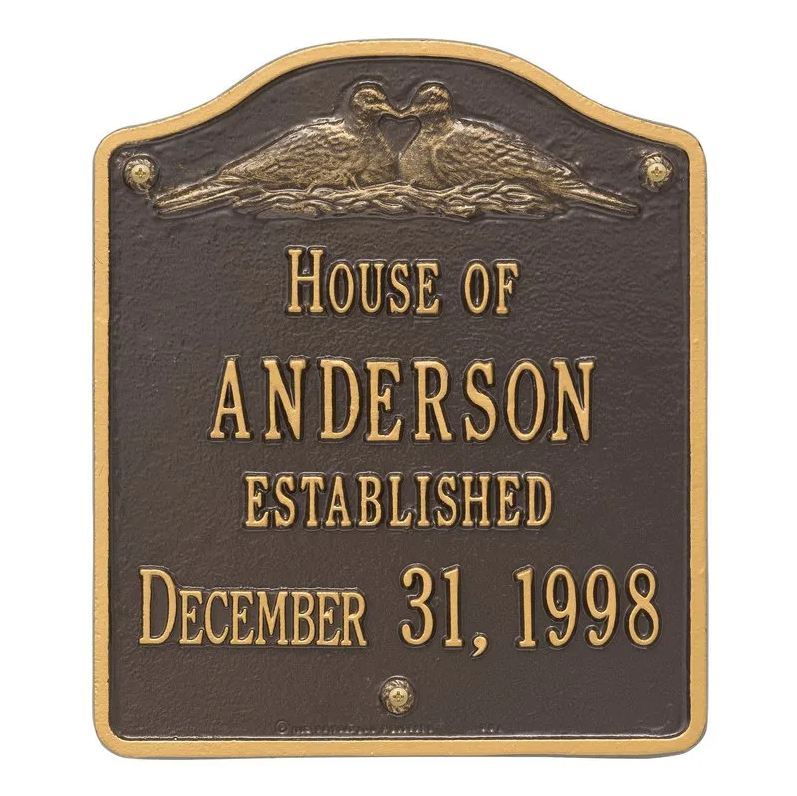 Whitehall 5009 Arch Marker Estate Wall Address Plaque in Bronze and Gold
