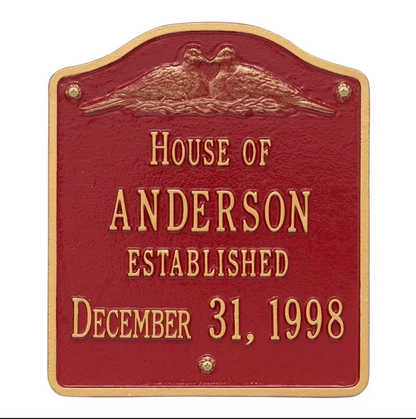 Whitehall 5009 Arch Marker Estate Wall Address Plaque in Red and Gold