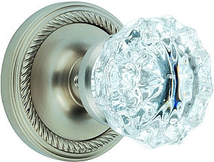 Nostalgic Warehouse Crystal Knob with Rope Rosette - Satin Nickel