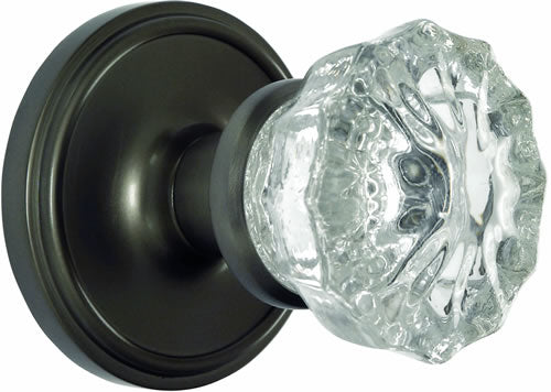 Nostalgic Warehouse Crystal Knob with Classic Rosette - Satin Nickel ( All Mortise Come W/ Keyhole )