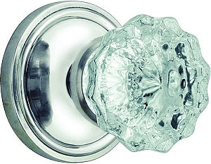 Nostalgic Warehouse Crystal Knob with Classic Rosette - Bright Chrome ( All Mortise Come W/ Keyhole )