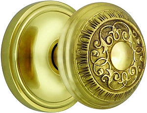 Nostalgic Warehouse Egg and Dart Knob with Classic Rosette - Polished Brass ( All Mortise Come W/ Keyhole )