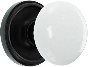 Nostalgic Warehouse Porcelain Knob with Classic Rosette - Oil Rubbed Bronze ( All Mortise Come W/ Keyhole )