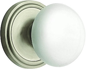 Nostalgic Warehouse Porcelain Knob with Classic Rosette - Satin Nickel