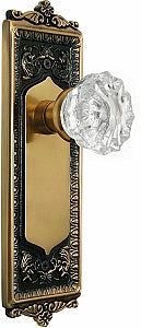 Nostalgic Warehouse Egg and Dart Plate with Crystal Knob - Antique Brass