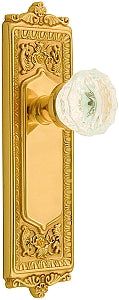 Nostalgic Warehouse Egg and Dart Plate with Crystal Knob - Polished Brass