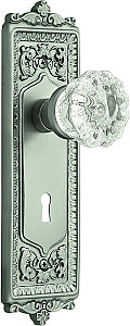 Nostalgic Warehouse Egg and Dart Plate with Crystal Knob - Satin Nickel