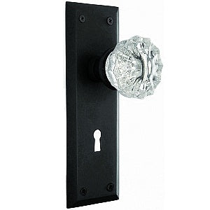 Nostalgic Warehouse New York Plate with Crystal Knob- Oil Rubbed Bronze