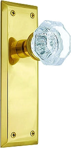 Nostalgic Warehouse New York Plate with Waldorf Knob - Polished Brass