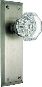 Nostalgic Warehouse New York Plate with Waldorf Knob - Satin Nickel