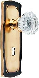 Nostalgic Warehouse Prairie Plate with Crystal Knob - Antique Brass