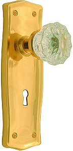 Nostalgic Warehouse Prairie Plate with Crystal Knob - Polished Brass