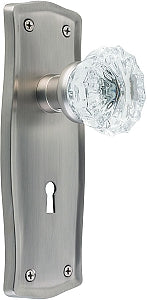 Nostalgic Warehouse Prairie Plate with Crystal Knob - Satin Nickel