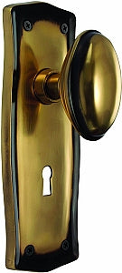 Nostalgic Warehouse Prairie Plate with Homestead Knob - Antique Brass