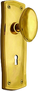 Nostalgic Warehouse Prairie Plate with Homestead Knob - Polished Brass