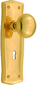 Nostalgic Warehouse Prairie Plate with New York Knob - Polished Brass