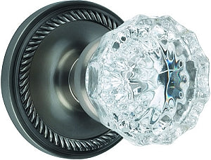 Nostalgic Warehouse Crystal Knob with Rope Rosette - Antique pewter