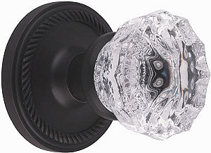 Nostalgic Warehouse Crystal Knob with Rope Rosette - Oil Rubbed Bronze