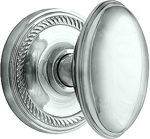 Nostalgic Warehouse Rope Rosette with Homestead Knob - Bright Chrome ( All Mortise Come W/ Keyhole )