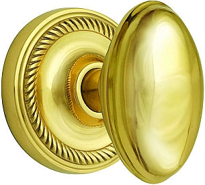 Nostalgic Warehouse Rope Rosette with Homestead Knob - Polished Brass