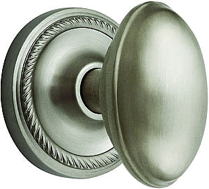 Nostalgic Warehouse Rope Rosette with Homestead Knob - Satin Nickel ( All Mortise Come W/ Keyhole )