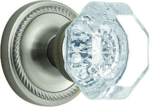 Nostalgic Warehouse Rope Rosette with Waldorf Knob - Satin Nickel ( All Mortise Come W/ Keyhole )