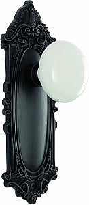 Nostalgic Warehouse Victorian Plate with Porcelain Knob - Oil-Rubbed Bronze