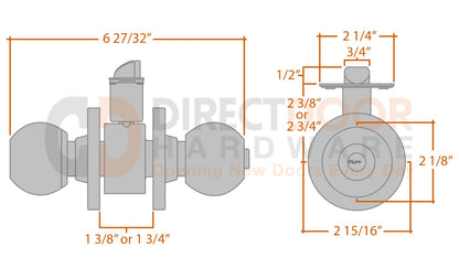 Advantage CA Series Commercial Door Knob Measurements