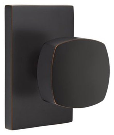 Emtek Freestone Door Knob with Modern Rectangular Rosette
