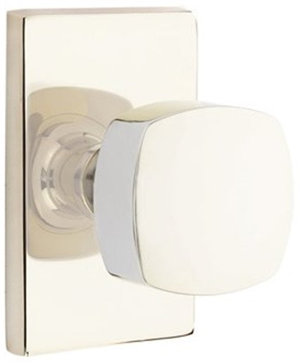 Emtek Freestone Door Knob with Modern Rectangular Rosette