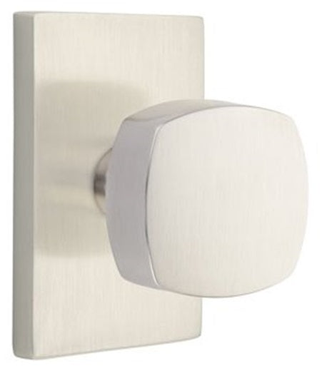 Emtek Freestone Door Knob with Modern Rectangular Rosette