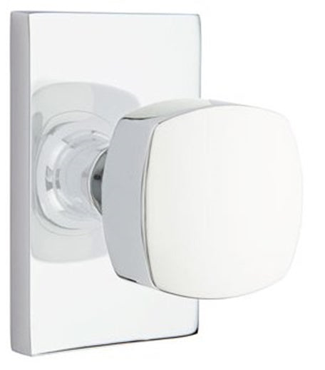 Emtek Freestone Door Knob with Modern Rectangular Rosette