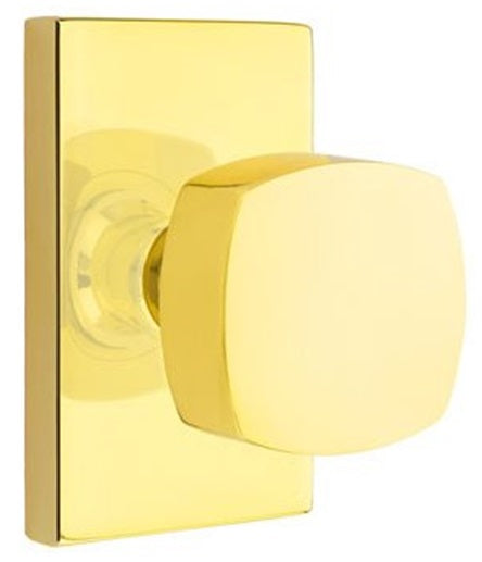 Emtek Freestone Door Knob with Modern Rectangular Rosette