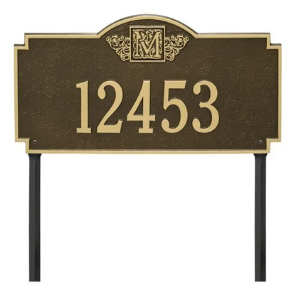 Whitehall 5103  Arch Marker Estate Lawn Address Plaque in Antique Brass