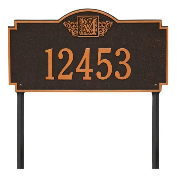 Whitehall 5103  Arch Marker Estate Lawn Address Plaque in Oil Rubbed Bronze